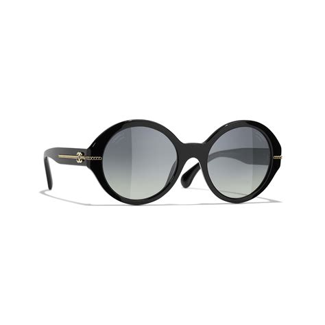 chanel black round gradient sunglasses|chanel round sunglasses with chain.